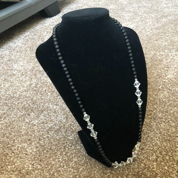 Black and Clear Crystal Beaded Necklace - Picture 1 of 5